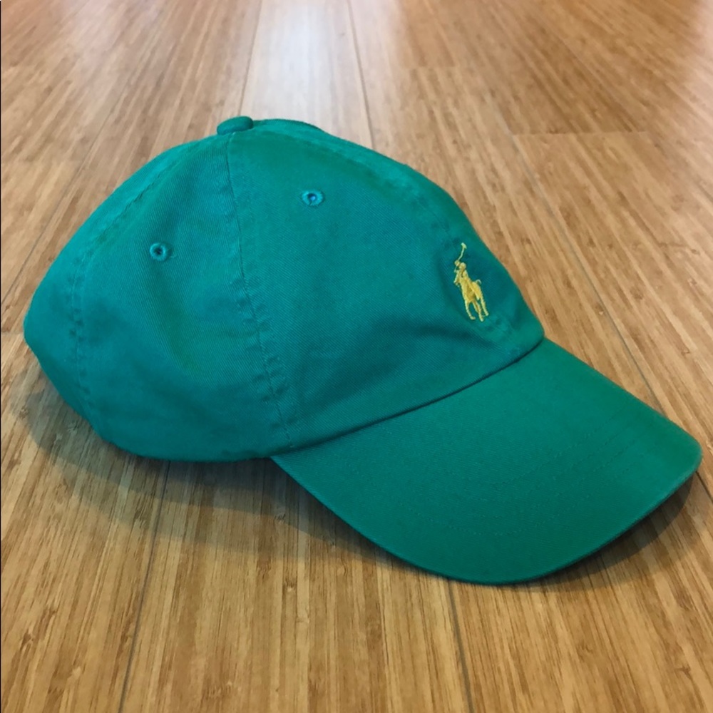 Ralph Lauren hat, green, yellow pony. Lightly worn